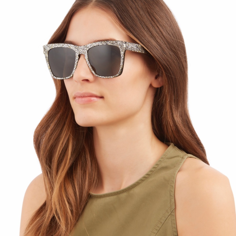RARE HIP $550 AUTH SAINT LAURENT SL 137 DEVON FUN GOLD GLITTER COOL SUNGLASSES